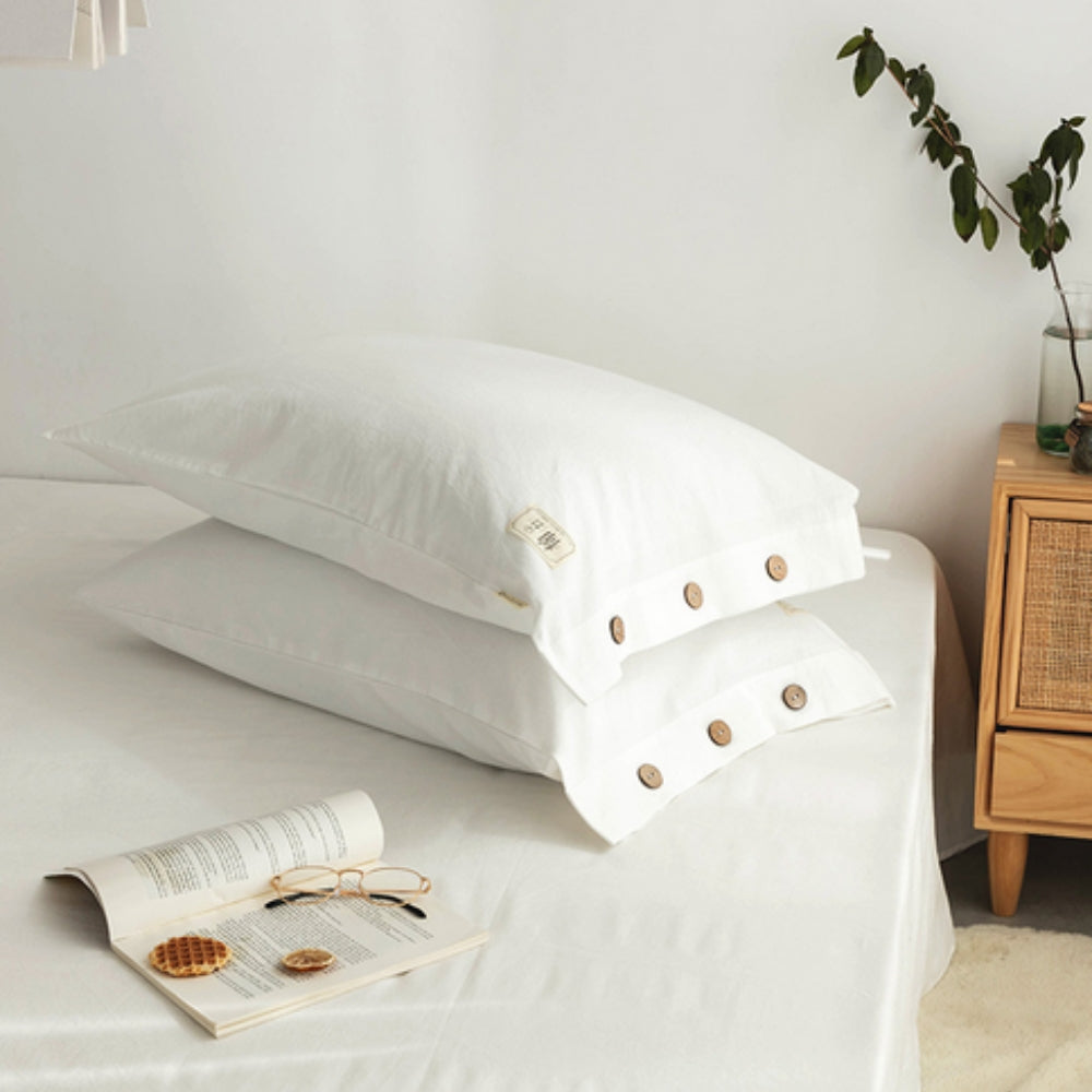 Cotton Pillowcases - Twin Pack White 19"x29"(standard)