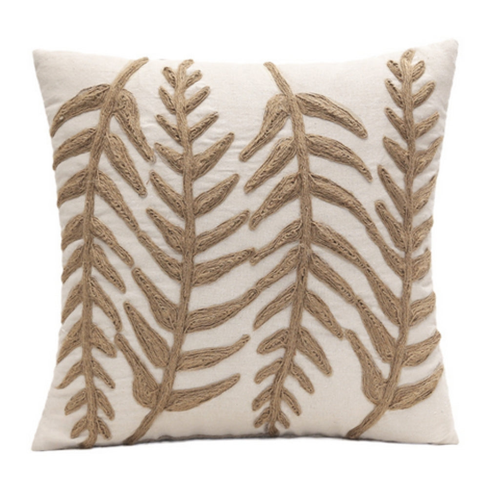 Leaf Embroidery Cushion Cover Palm Leaves 12"x20"