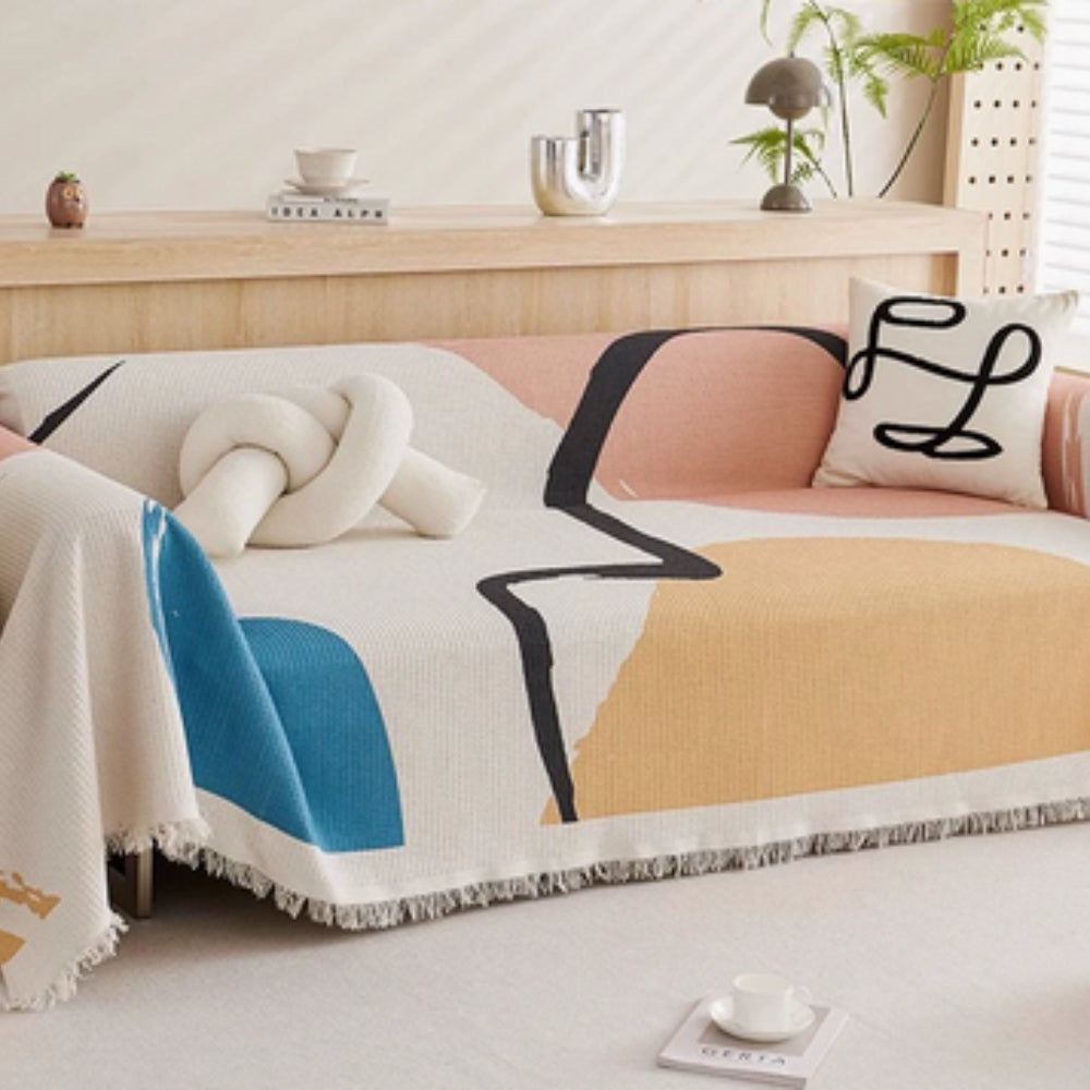 Lumiere Abstract Tasseled Sofa Cover Muse Canvas