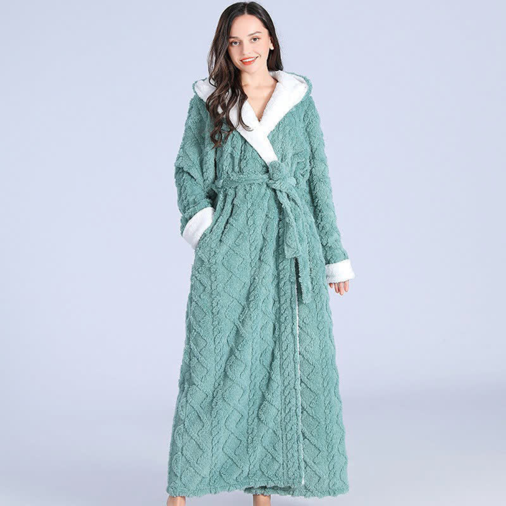 Plush Long Hooded Robe Green