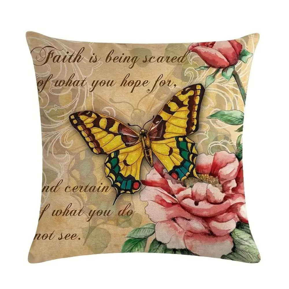 Rustic Butterfly Cushion Covers Golden Butterfly