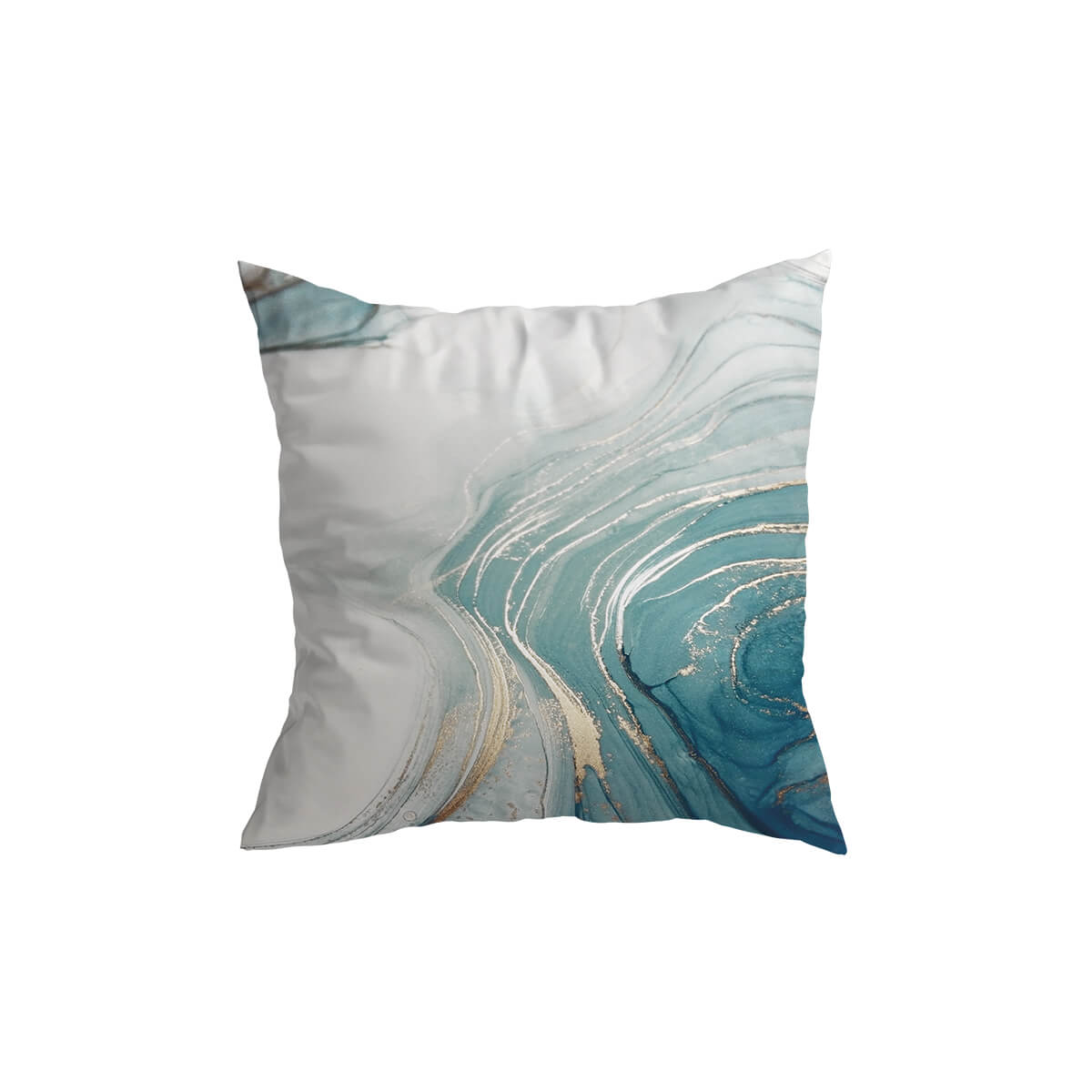 Turquoise Gold Marble Pattern Cushion Covers Alabaster