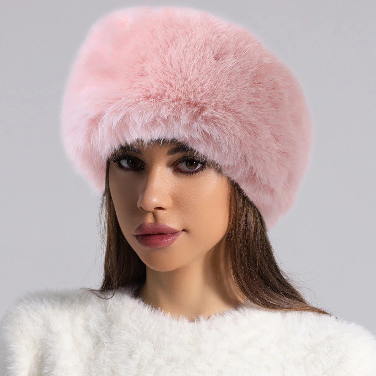 Women's Faux Fur Winter Hat Pink