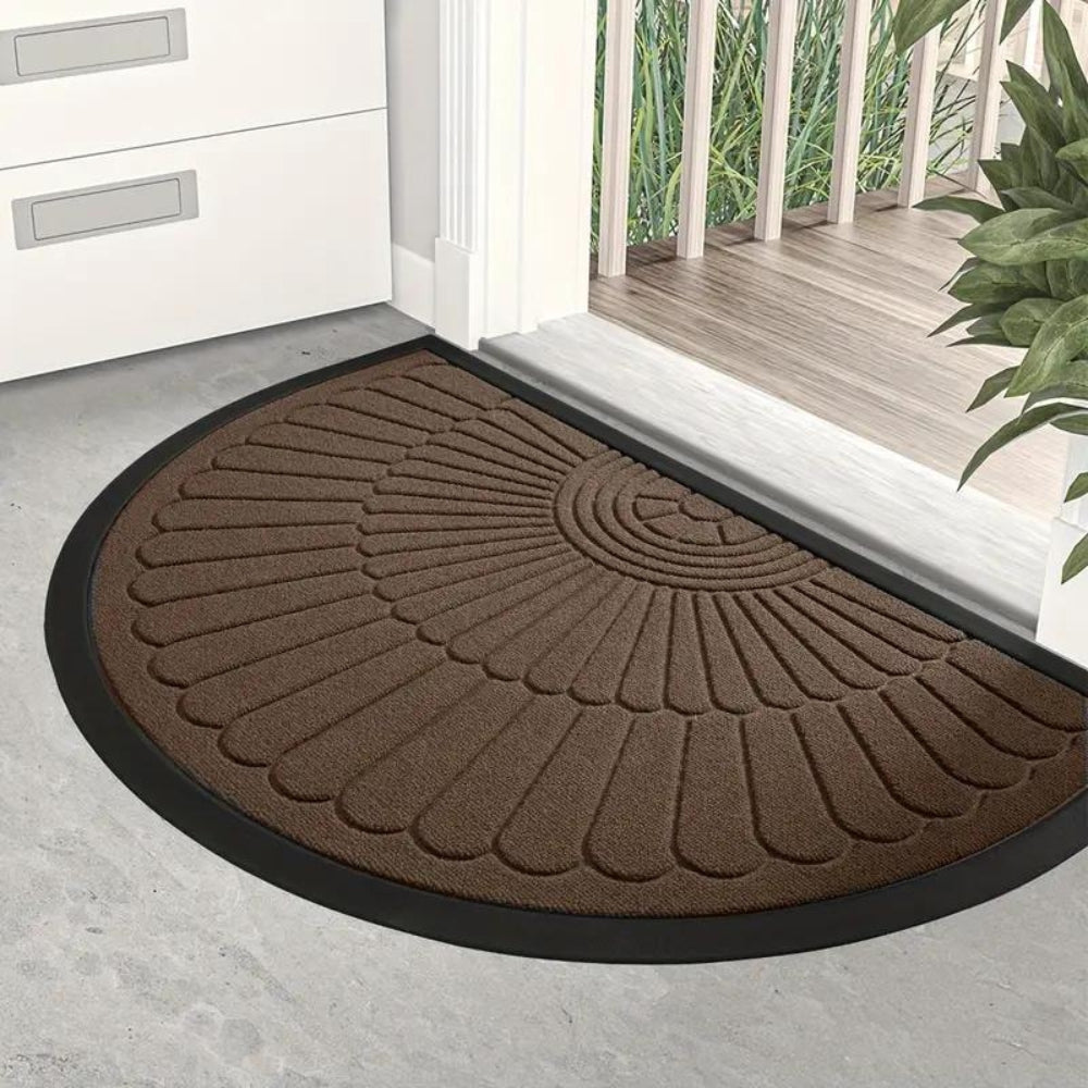 Half-Circle Welcome Door Mat Brown