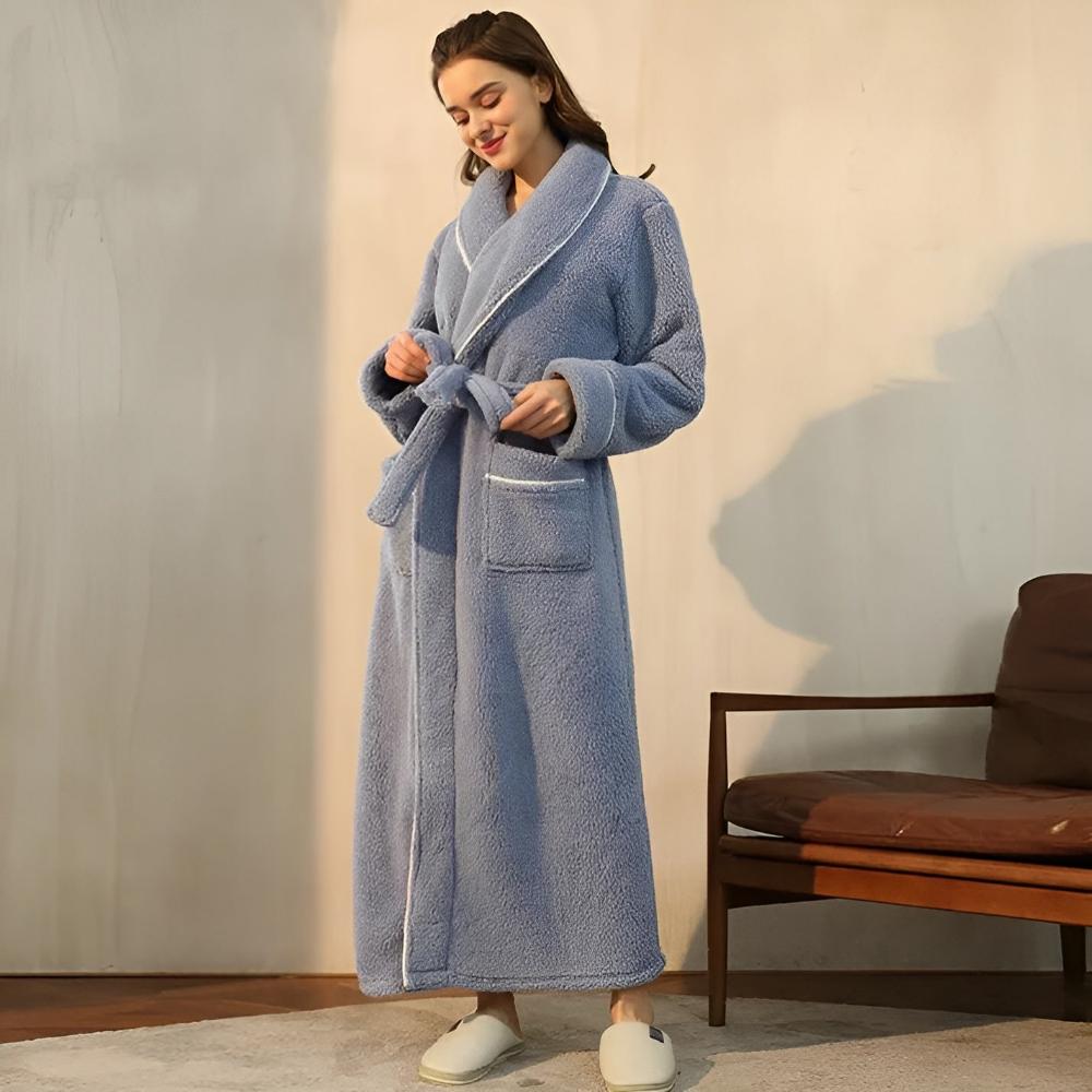Sherpa Comfort Bathrobe Gray Blue