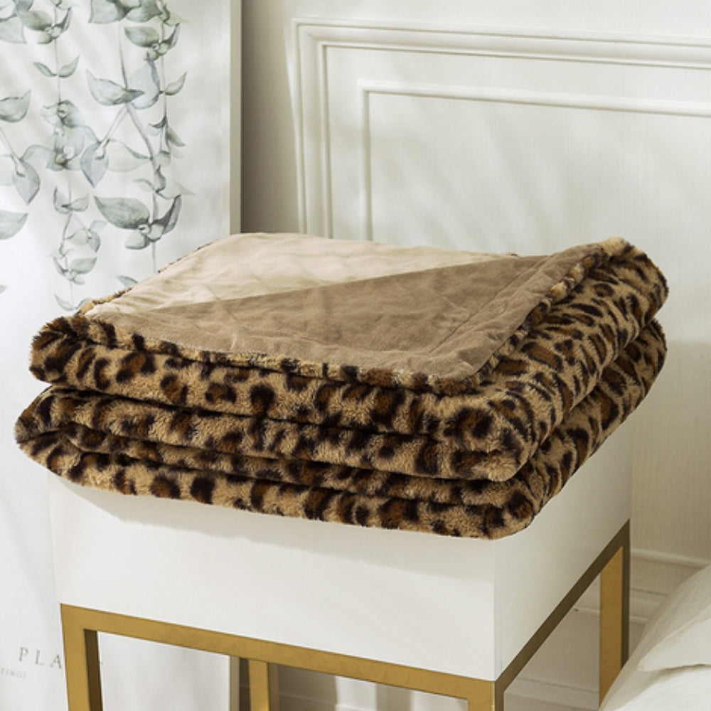 Wild Elegance Leopard Print Blanket Tan Leopard