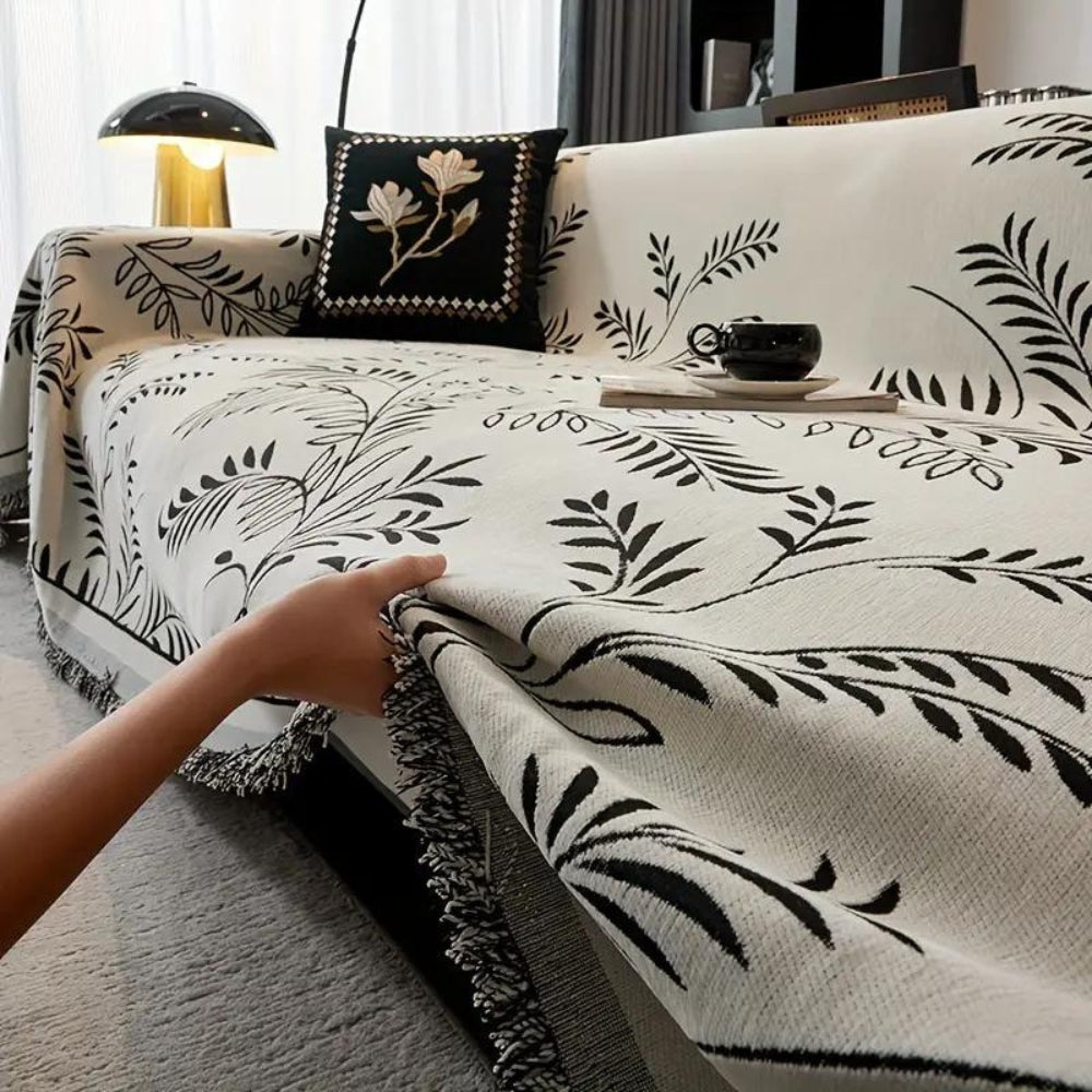 Nature's Embrace Chenille Sofa Cover Black