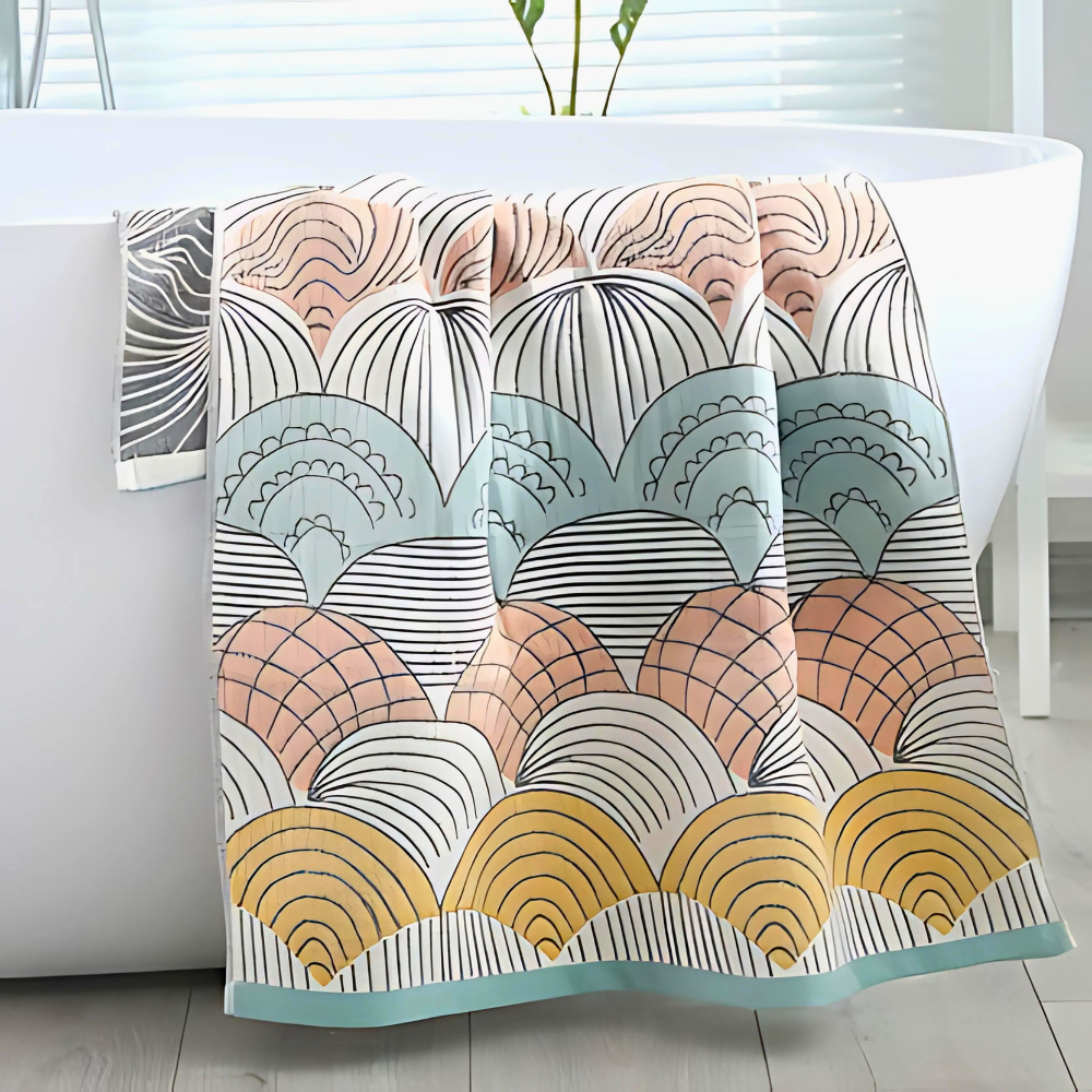 Shell Print Jacquard Cotton Bath Towel Shell 2 28"x55"