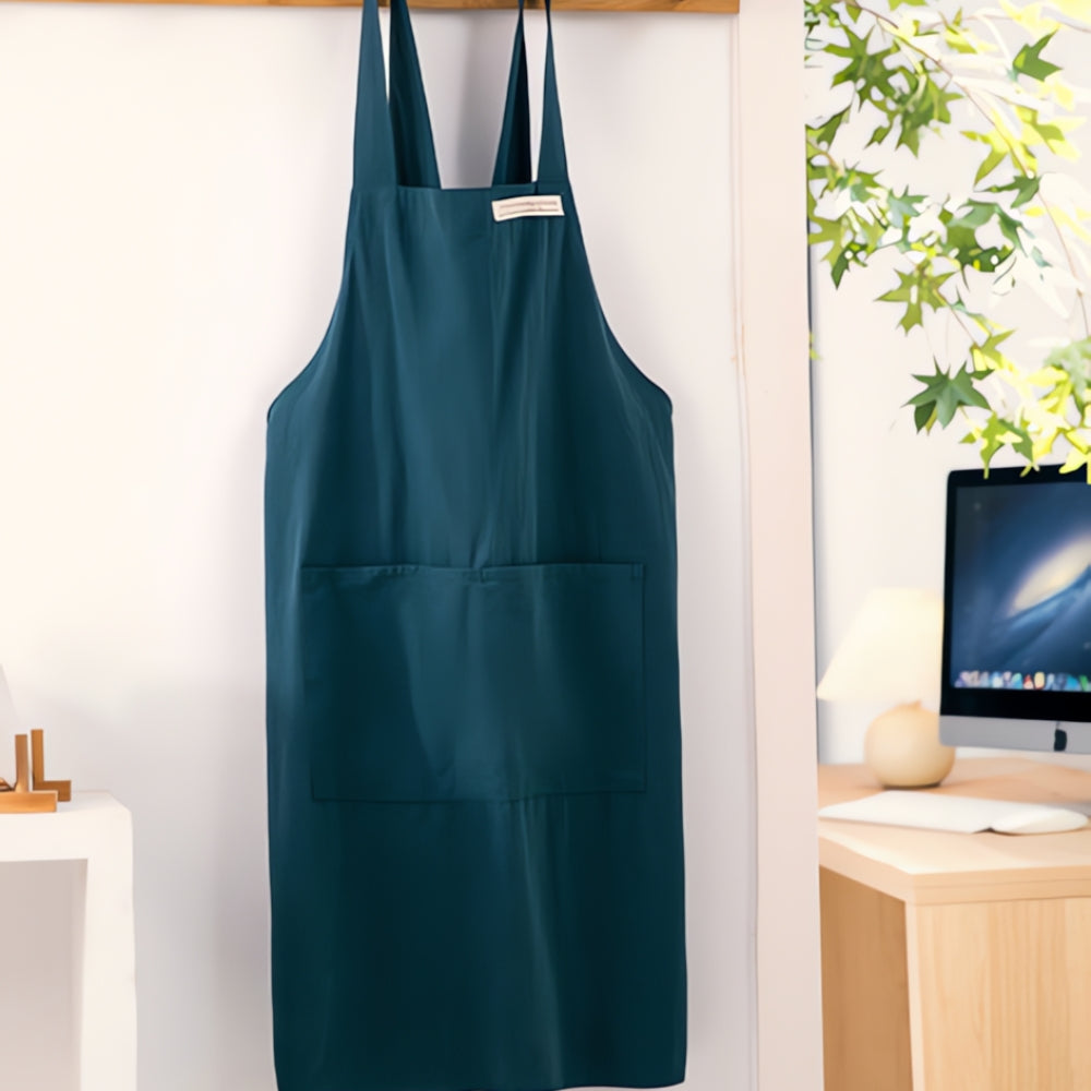 Minimalist Cross-Back Apron Teal Blue