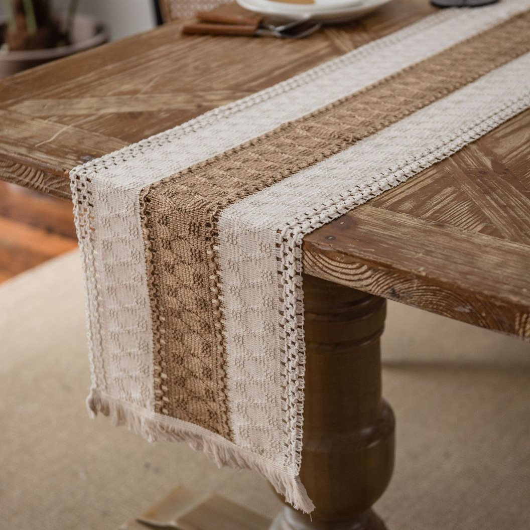 Boho Cotton Tassel Table Runner