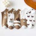 Women's Cozy Bear Ankle Socks 5-Pack