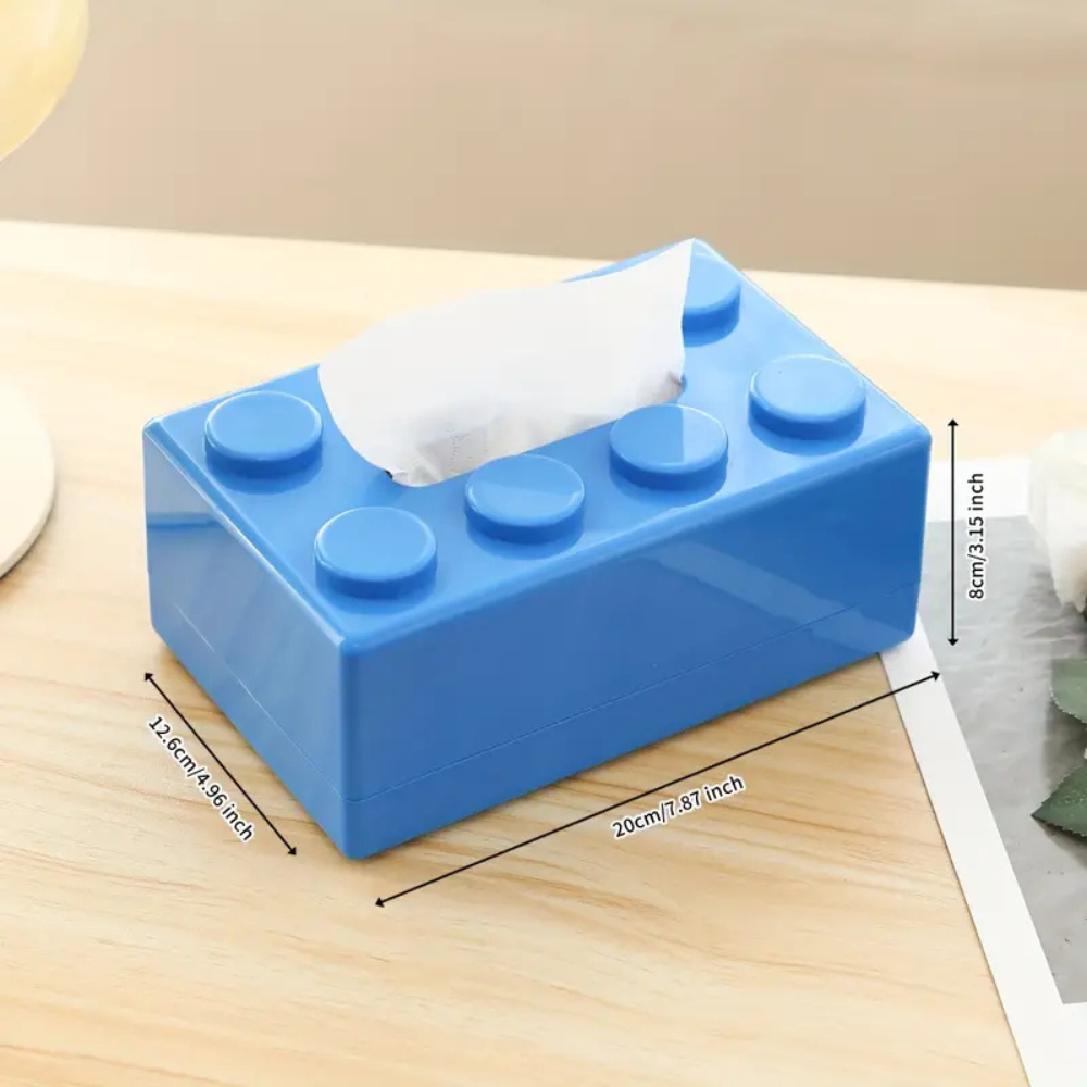 Playful Building Blocks Tissue Holder Blue