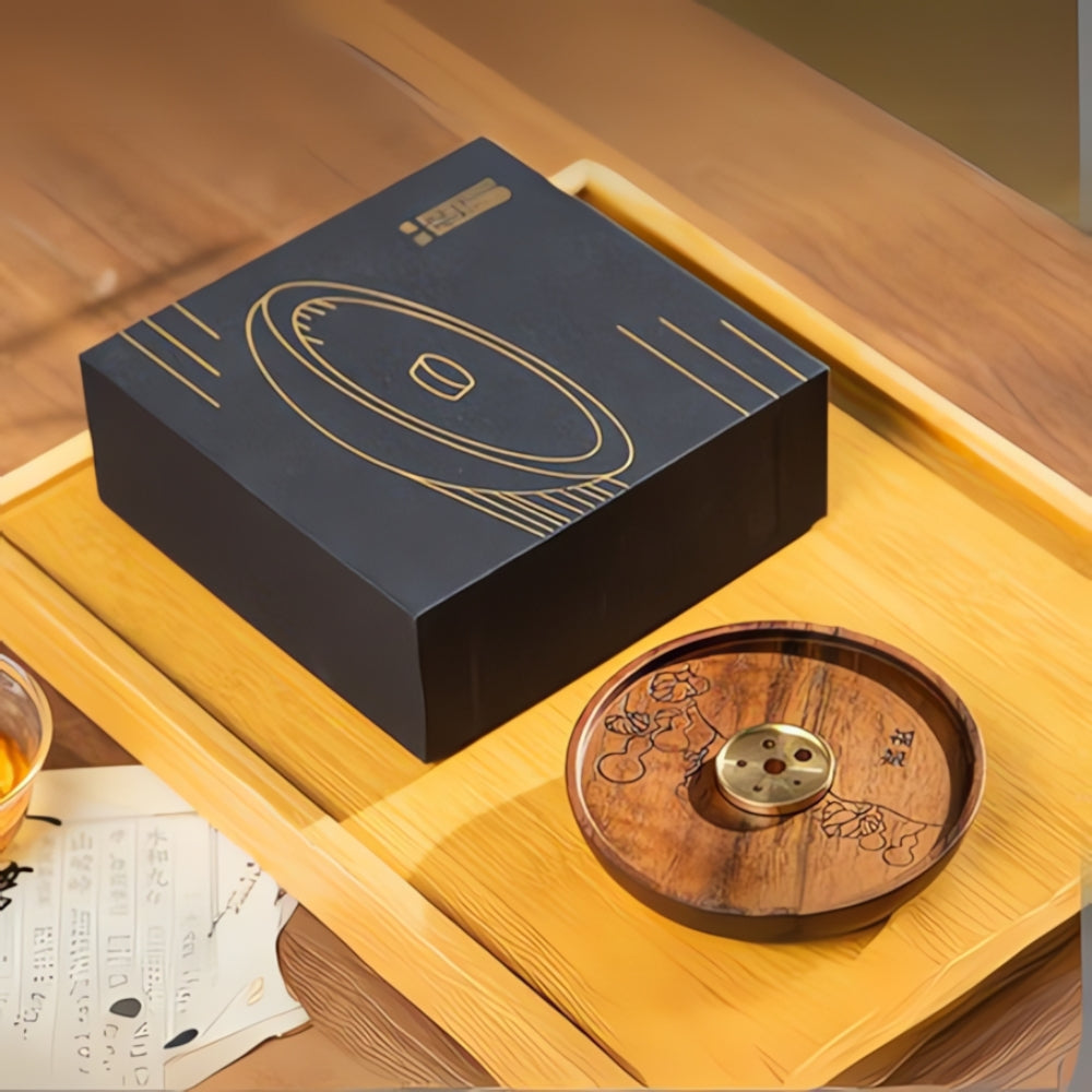 Round Wood and Copper Incense Holder Style 5