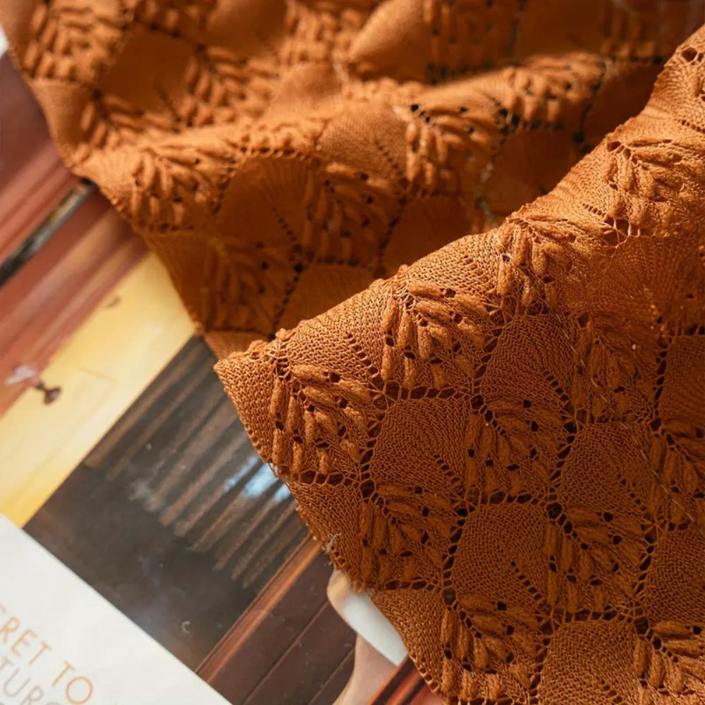 Amber Glow Boho Crochet Curtain