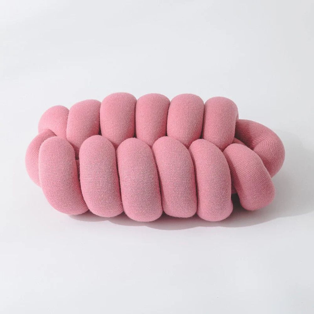 Splendid Ellipse Knotted Plush Cushion Pink 18"x10"x6"