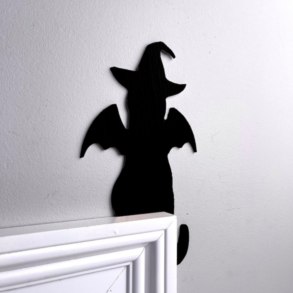 Cat Corner Decor Witch Cat with Wings