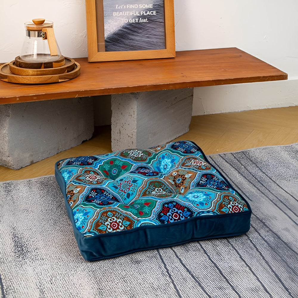 Moroccan Inspired Tie-Strap Cushion Sapphire