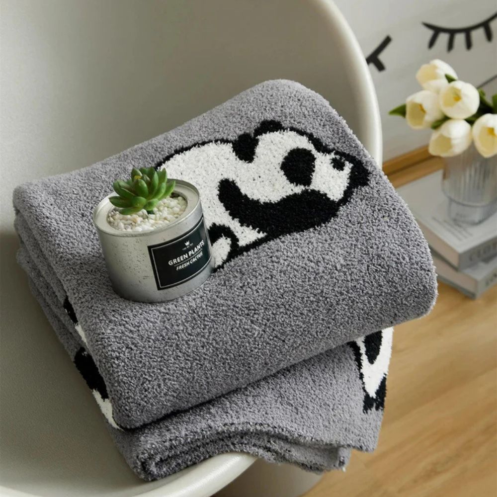 Kawaii Panda Knitted Blanket Panda Ash