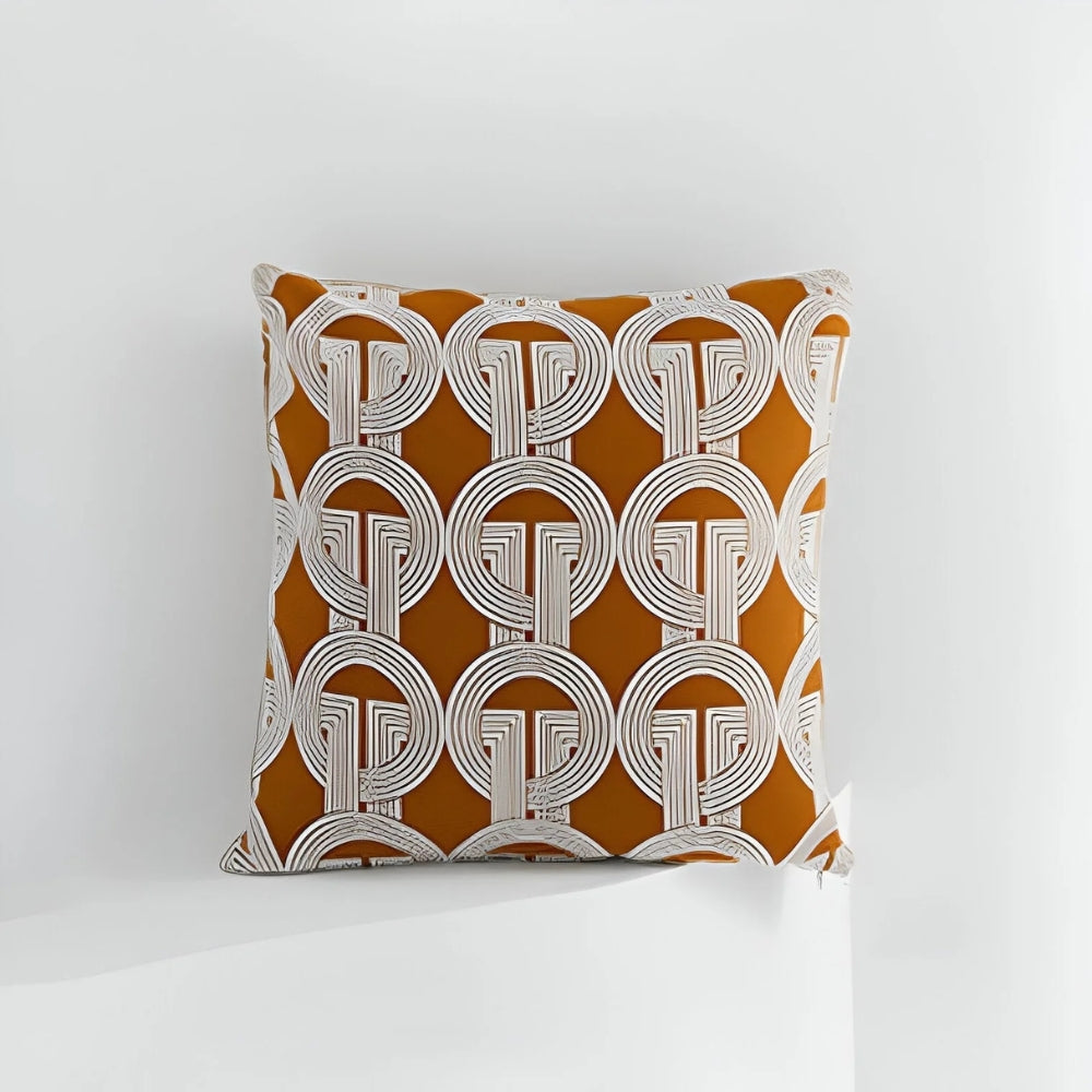 Modern Interlock Pattern Cushion Cover Golden Links