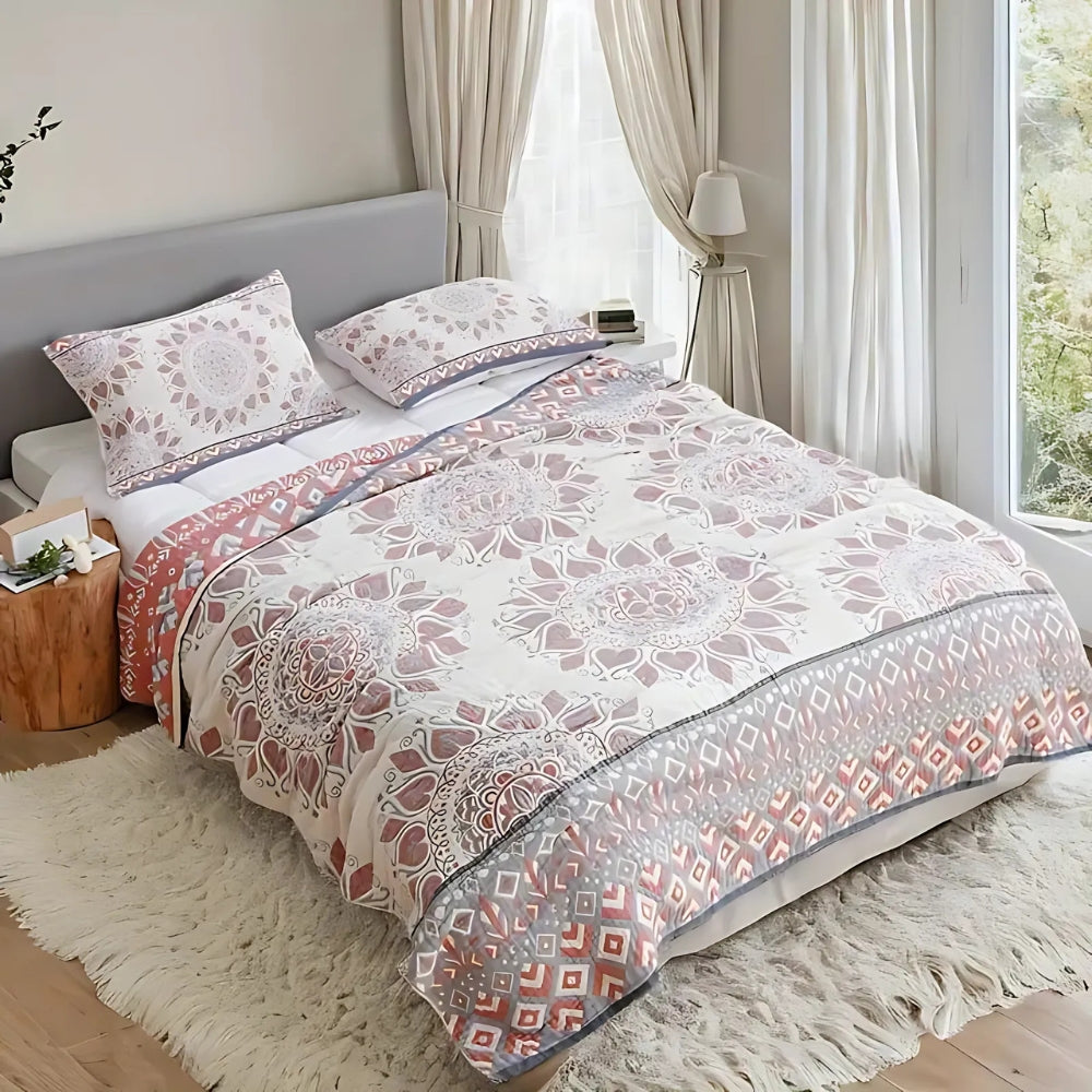Lunara Floral Cotton Comfort Blanket Rosy Haze