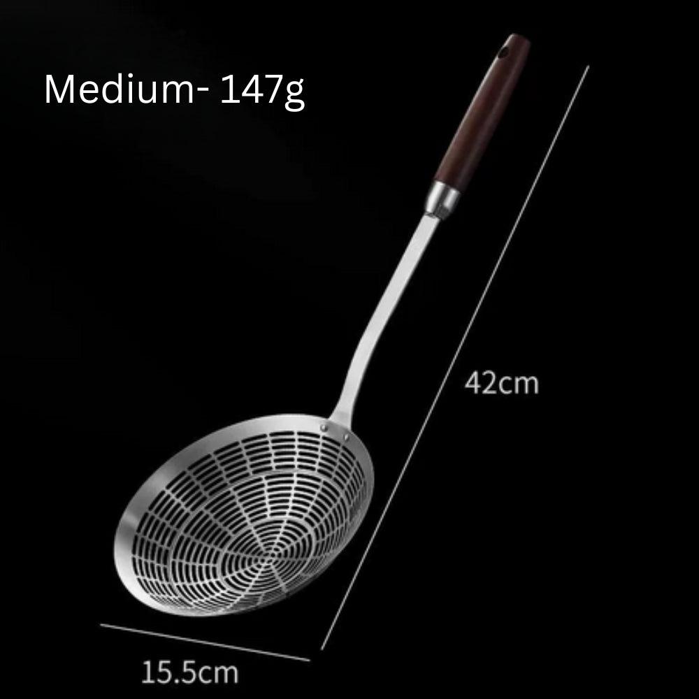 Stainless Steel Wooden Strainer Ladle M
