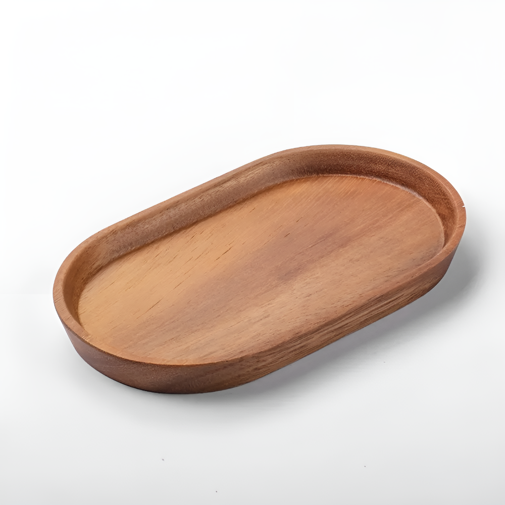 Natural Grain Wooden Serving Tray Acacia 8"x5"x0.7"