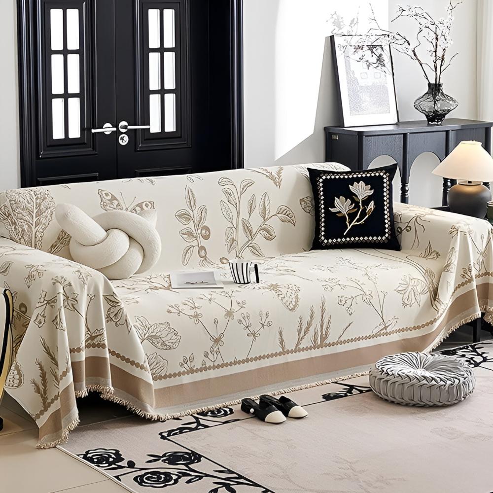 Botanical Elegance Sofa Cover Beige