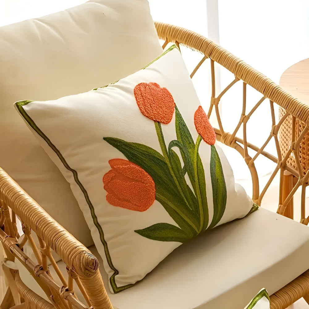 Blooming Tulip Cushion Cover Tangerine 18"x18"