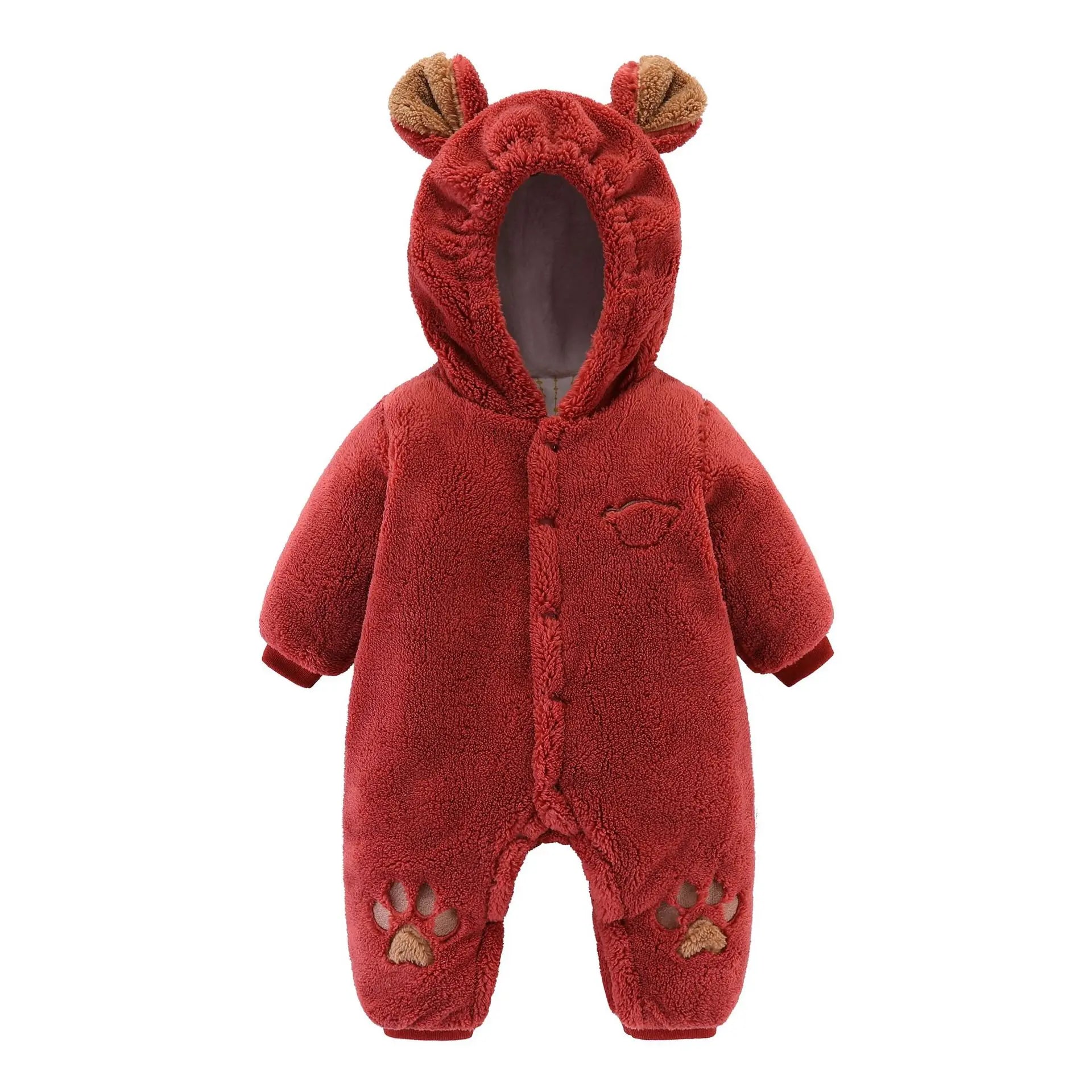 Baby Thick Winter Romper Red