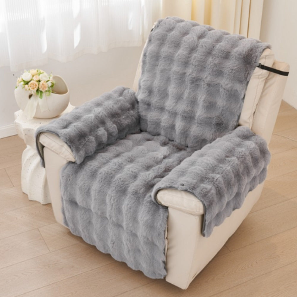 Faux Fur Recliner Sofa Cover Charcoal Gray