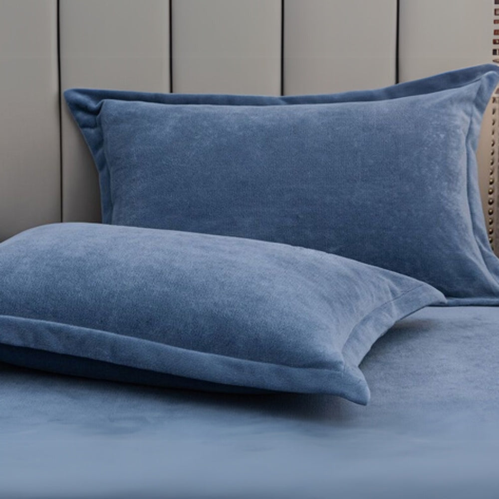 Fleece Comfort Pillow Covers Navy Blue 19"x29"x0.79"