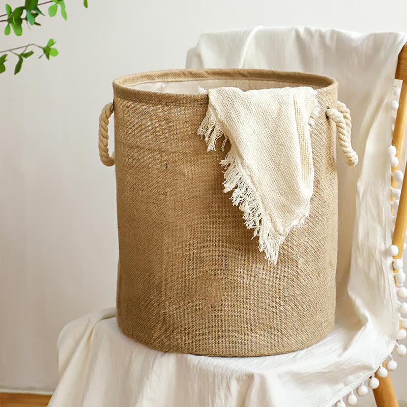 Cotton Linen Waterproof Foldable Laundry Basket 16"x18"