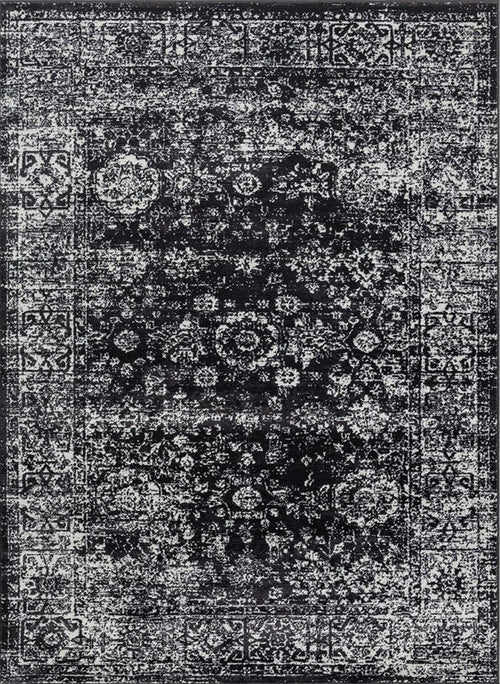 Chadwick Distressed Vintage Persian Woven Area Rug 8x10' Black Cream