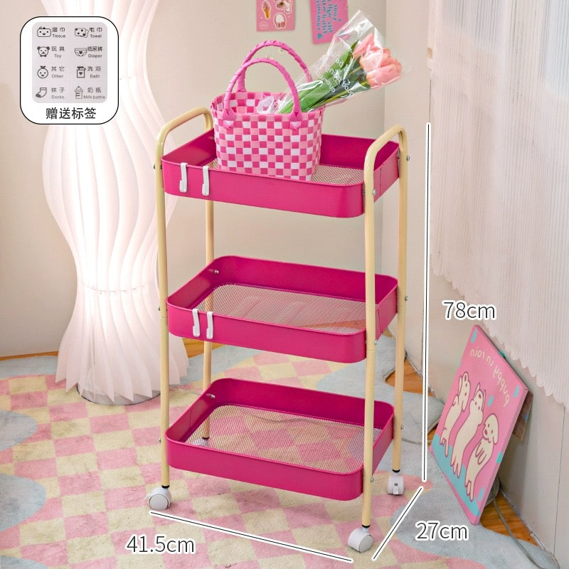 Pink 3-Layer Storage Shelf Dark Pink