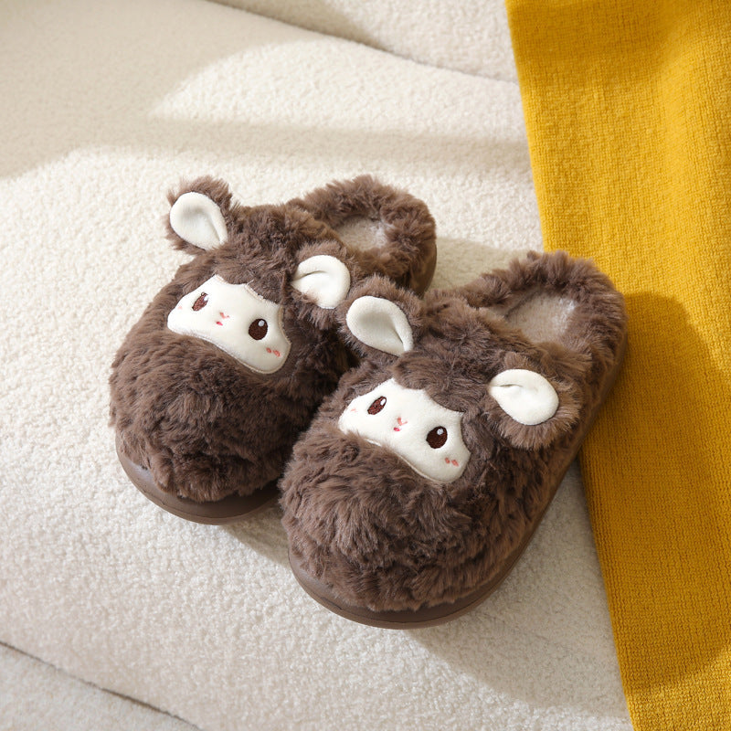 Cozy Sheep House Slippers Brown