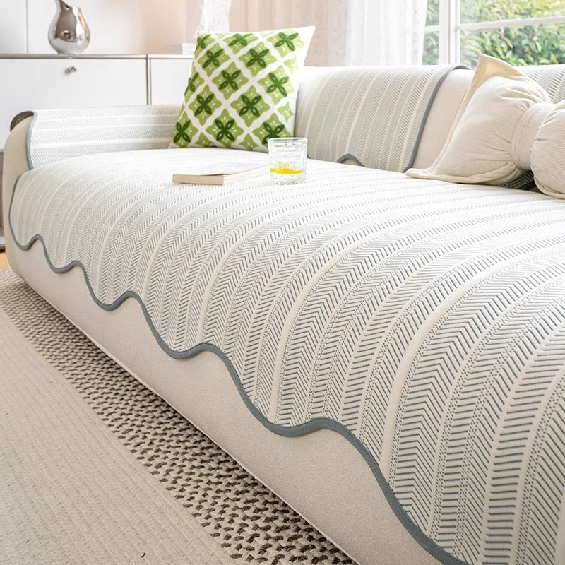 Herringbone Textured Sofa / Couch Cover Gray