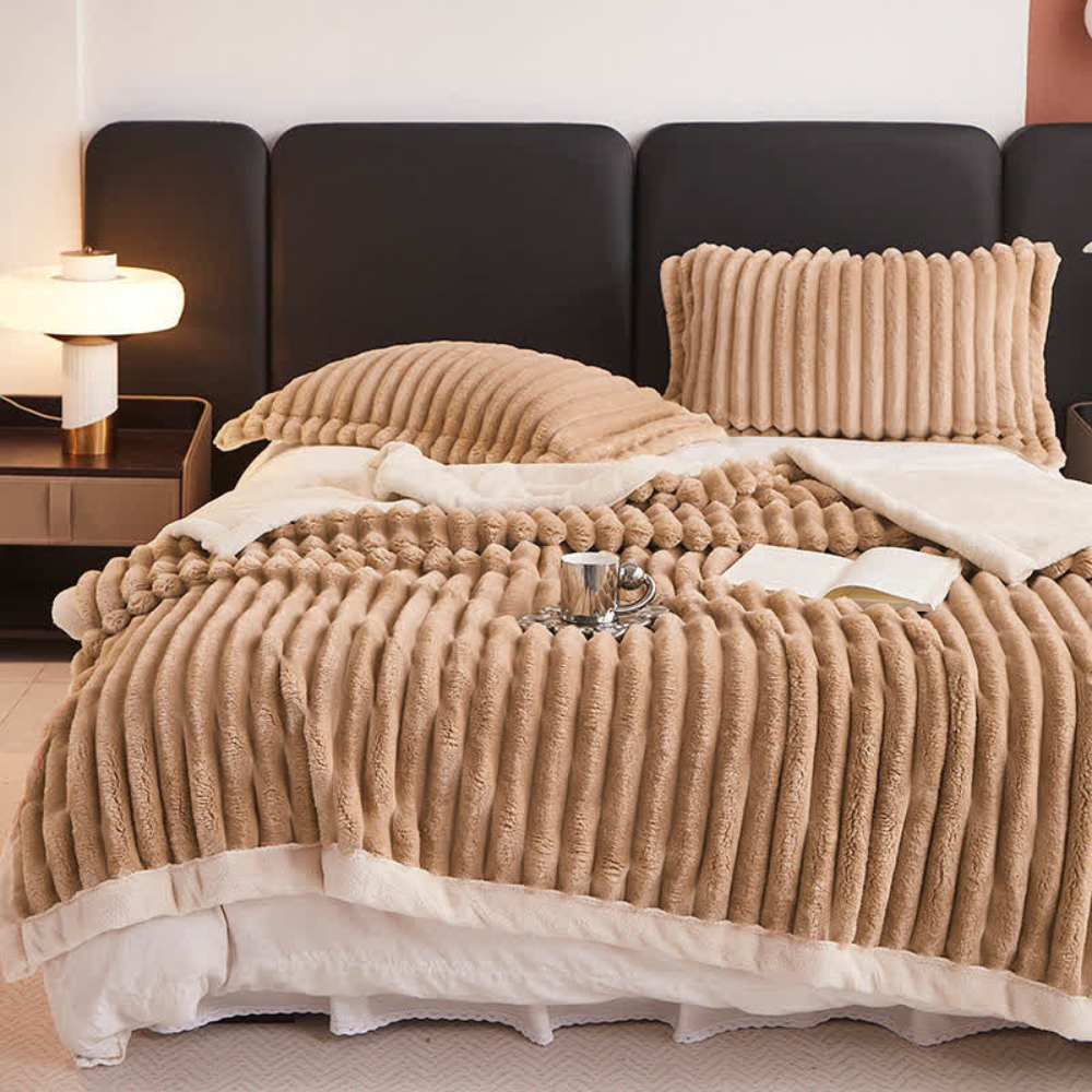 Snuggly Faux Fur Fleece Blanket Coffee
