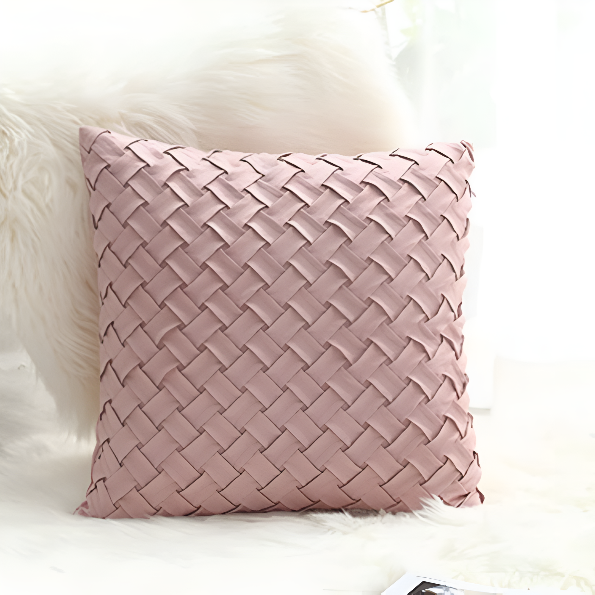 Premium Woven Cushion Covers Dusty Pink 18"x18"