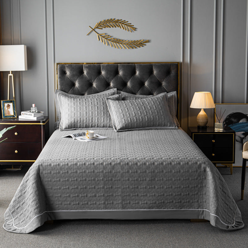 3-Piece Quilted Bedspread Light Grey