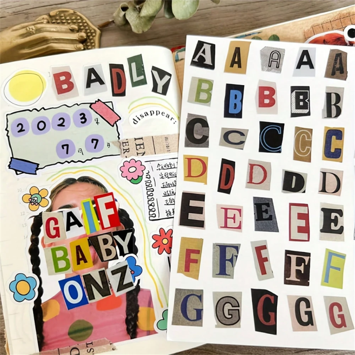 Vintage Alphabet Letter Stickers (12 Sheets)