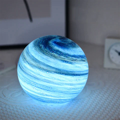 Glass Moon Lamp Blue