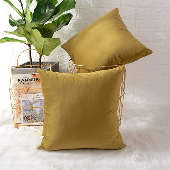 Velvet Cushion Covers 2 Pack Khaki