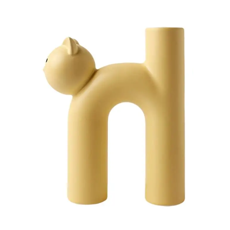 Aesthetic Cat Vase Yellow
