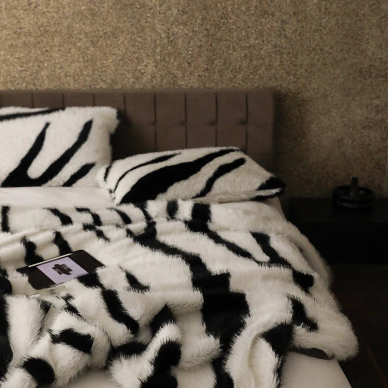 Zebra Faux Fur Blanket