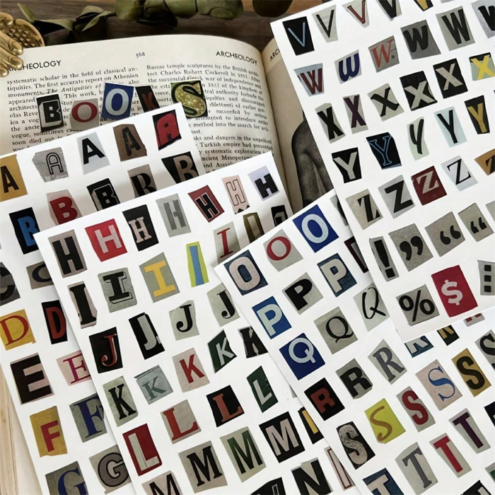 Vintage Alphabet Letter Stickers (12 Sheets)