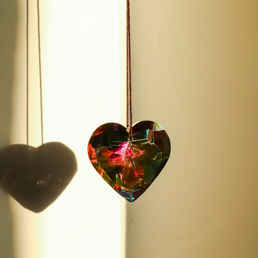 Hanging Heart Suncatcher Dark Red