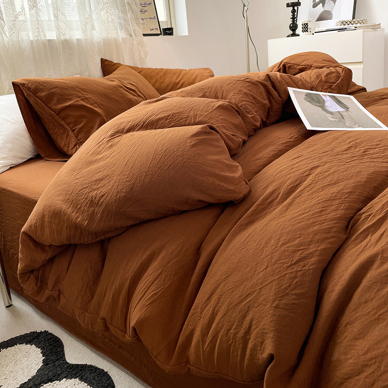 Washed Cotton Bedding Set (4PCS) Brown