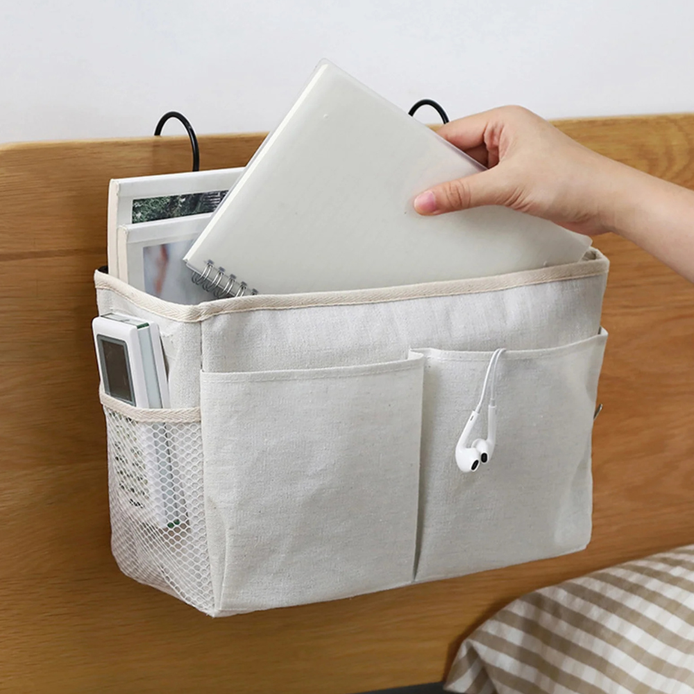 Hanging Organizer Bag Cream Linen