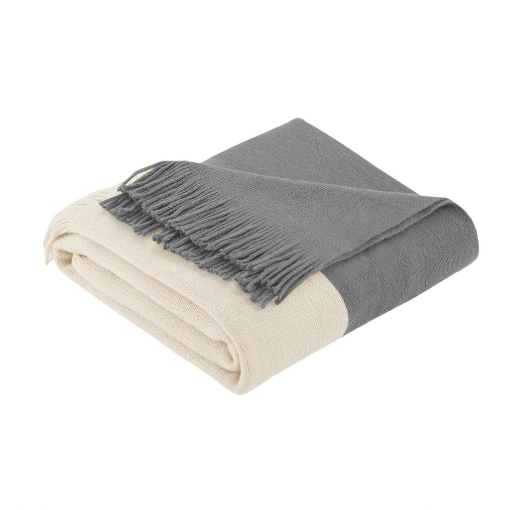 Stockholm Color Block Faux Cashmere Throw 50x60" Grey