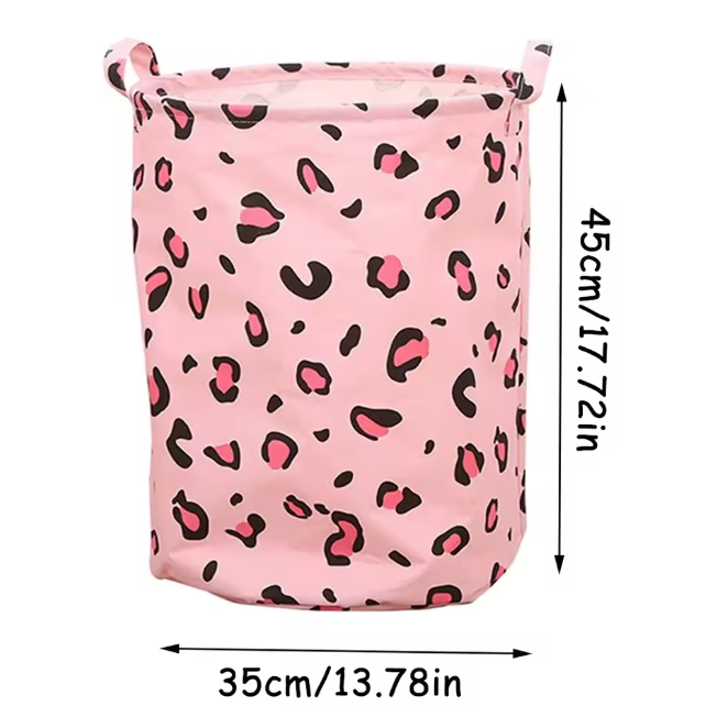 Pink Leopard Laundry Basket
